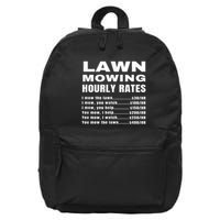 Lawn Mowing Hourly Rates Price List Funny Mow 16 in Basic Backpack