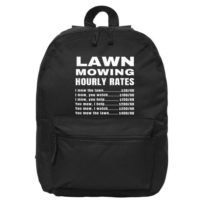 Lawn Mowing Hourly Rates Price List Funny Mow 16 in Basic Backpack