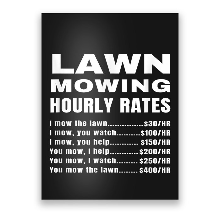 Lawn Mowing Hourly Rates Price List Funny Mow Poster