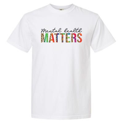 Leopard Mental Health Matters Human Brain Illness Awareness Garment-Dyed Heavyweight T-Shirt