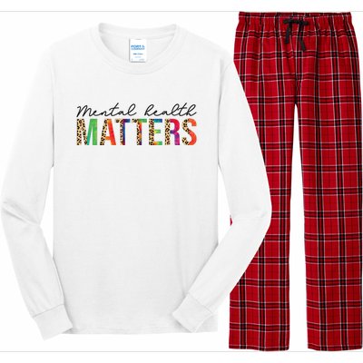 Leopard Mental Health Matters Human Brain Illness Awareness Long Sleeve Pajama Set