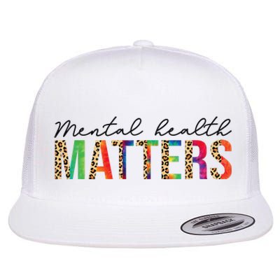 Leopard Mental Health Matters Human Brain Illness Awareness Flat Bill Trucker Hat