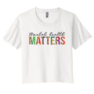 Leopard Mental Health Matters Human Brain Illness Awareness Women's Crop Top Tee