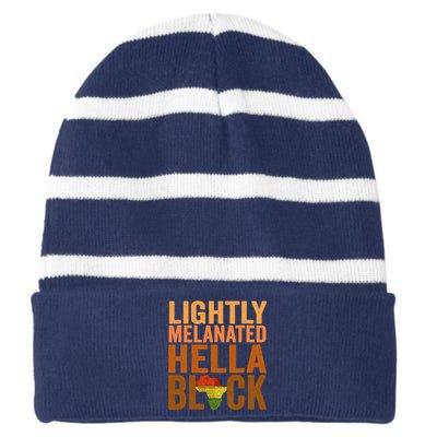 Lightly Melanated Hella Black History Melanin African Pride Striped Beanie with Solid Band