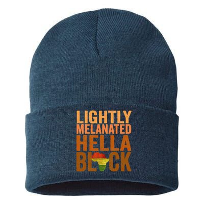 Lightly Melanated Hella Black History Melanin African Pride Sustainable Knit Beanie