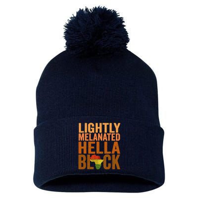 Lightly Melanated Hella Black History Melanin African Pride Pom Pom 12in Knit Beanie