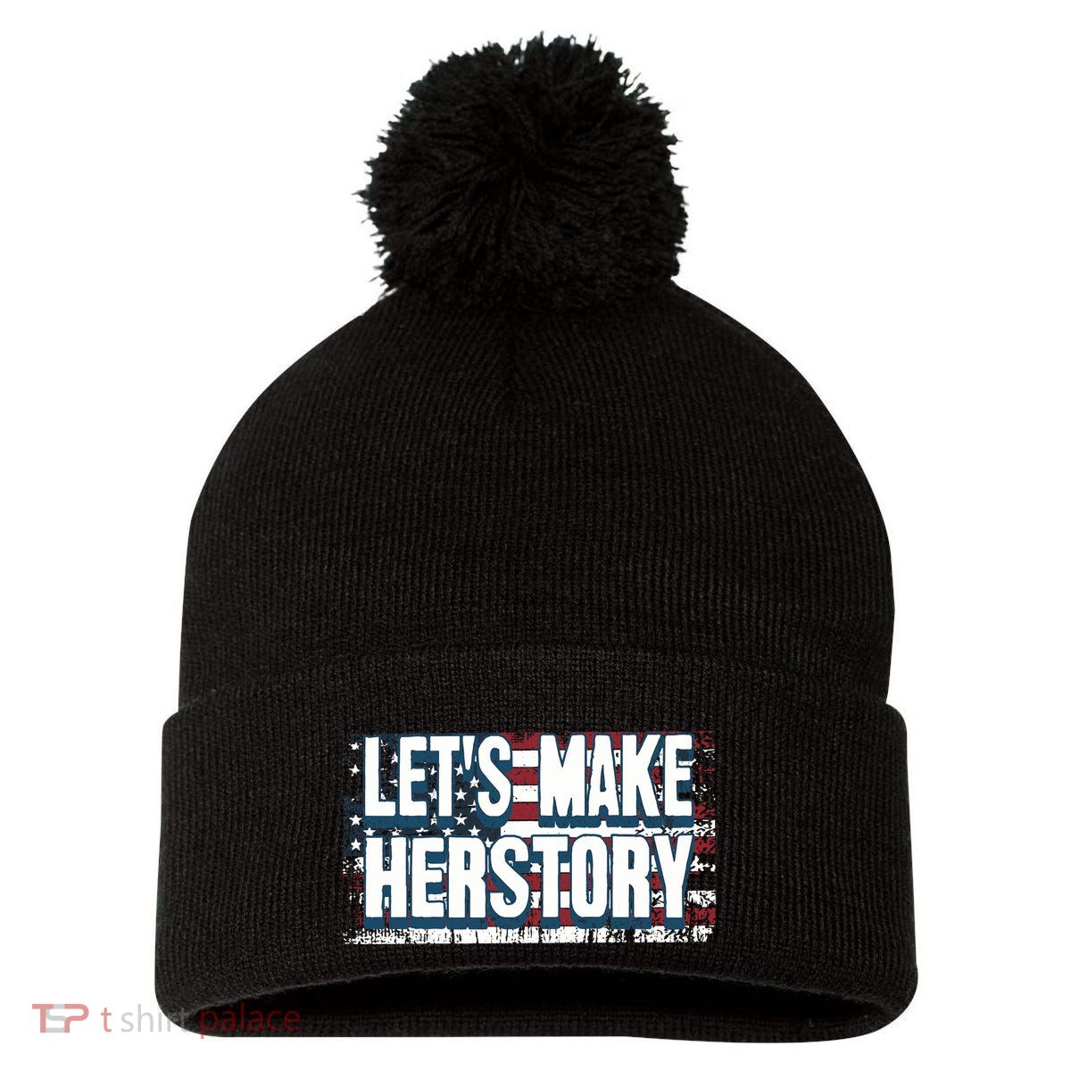 Lets Make Herstory Feminist Pom Pom 12in Knit Beanie