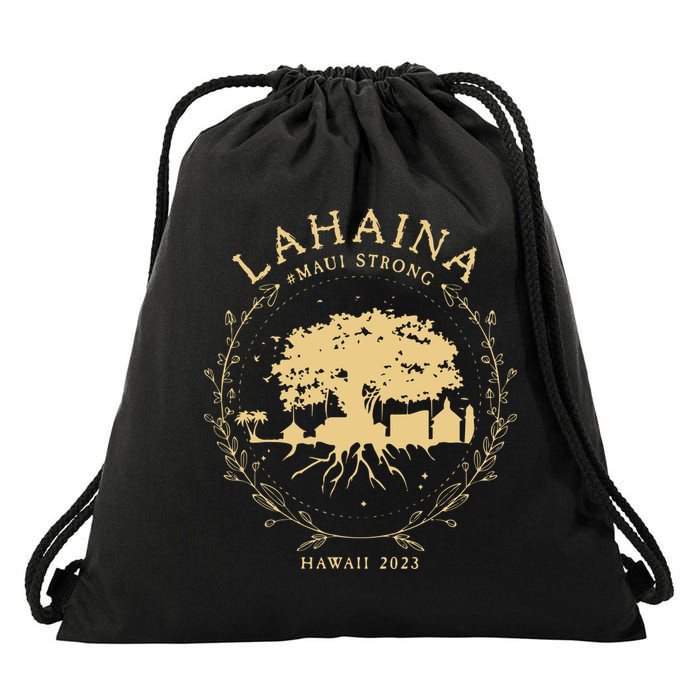 Lahaina Maui Hawaii Strong Golden Banyan Tree Shoreline Supportive Drawstring Bag