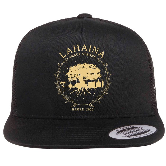 Lahaina Maui Hawaii Strong Golden Banyan Tree Shoreline Supportive Flat Bill Trucker Hat