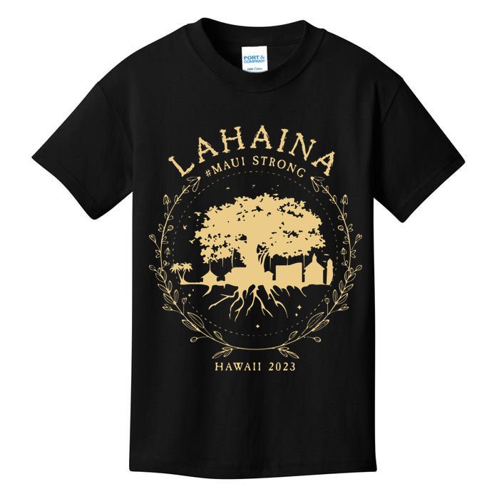 Lahaina Maui Hawaii Strong Golden Banyan Tree Shoreline Supportive Kids T-Shirt