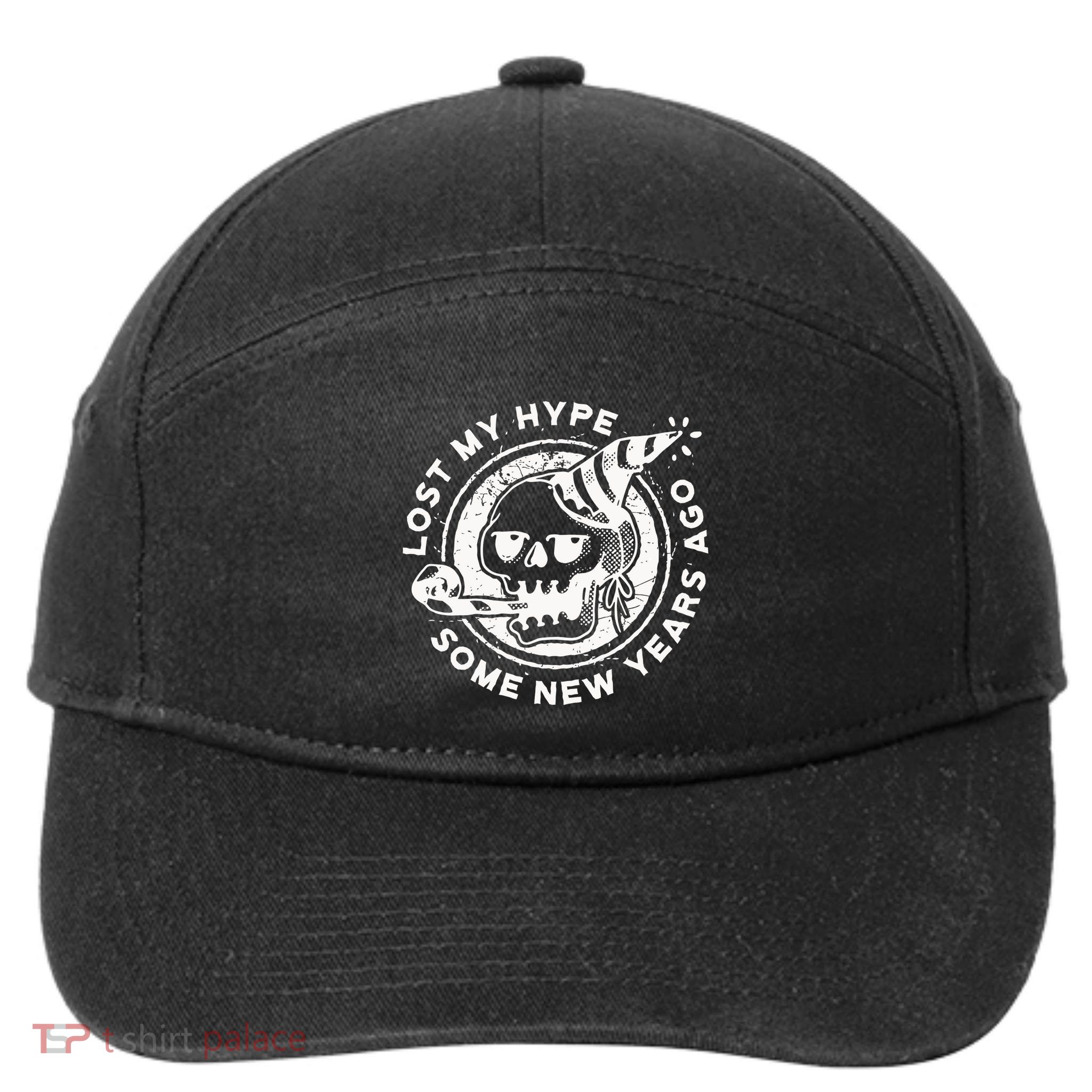 Lost My Hype Some New Years Ago Funny Skeleton NYE 7-Panel Snapback Hat