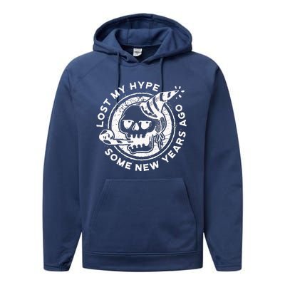 Lost My Hype Some New Years Ago Funny Skeleton NYE Performance Fleece Hoodie