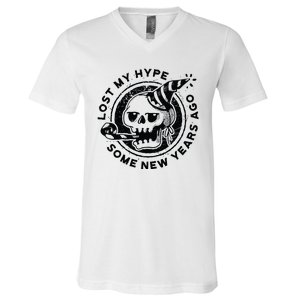 Lost My Hype Some New Years Ago Funny Skeleton NYE V-Neck T-Shirt