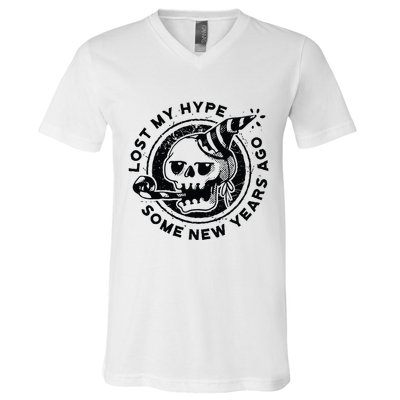 Lost My Hype Some New Years Ago Funny Skeleton NYE V-Neck T-Shirt