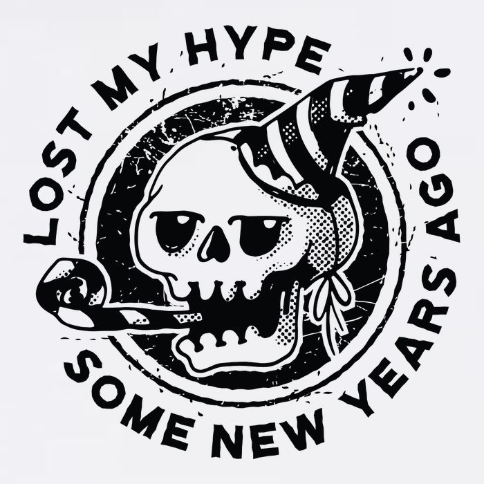 Lost My Hype Some New Years Ago Funny Skeleton NYE Flatbill Hat