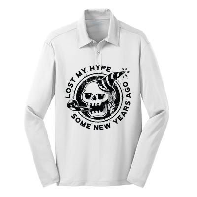 Lost My Hype Some New Years Ago Funny Skeleton NYE Silk Touch Performance Long Sleeve Polo