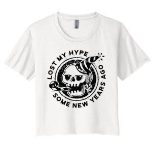 Lost My Hype Some New Years Ago Funny Skeleton NYE Women's Crop Top Tee