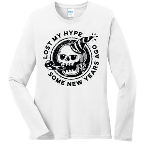 Lost My Hype Some New Years Ago Funny Skeleton NYE Ladies Long Sleeve Shirt