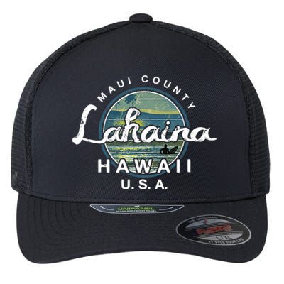 Lahaina Maui Hawaii Surfing Retro Flexfit Unipanel Trucker Cap