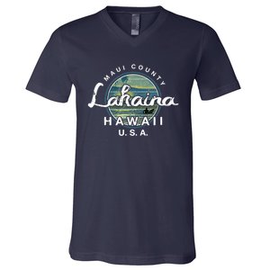 Lahaina Maui Hawaii Surfing Retro V-Neck T-Shirt