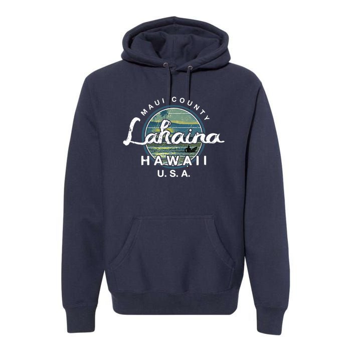 Lahaina Maui Hawaii Surfing Retro Premium Hoodie