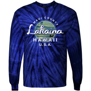 Lahaina Maui Hawaii Surfing Retro Tie-Dye Long Sleeve Shirt