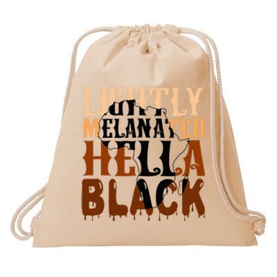 Lightly Melanated Hella Black History Melanin African Pride Drawstring Bag