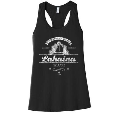 Lahaina Maui HI Sailboat Vintage Nautical Tee Women's Racerback Tank