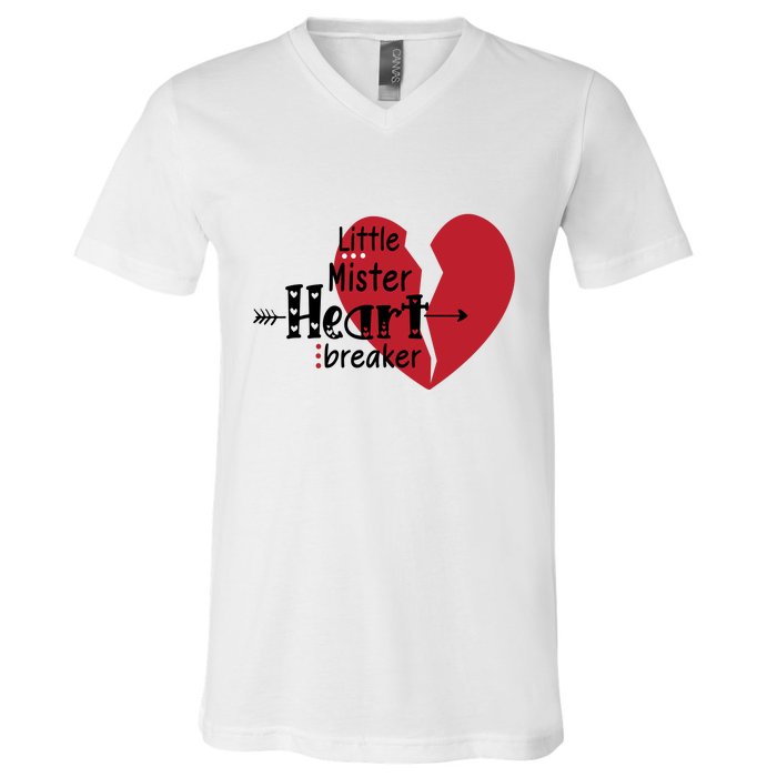 Little Mister Heartbreaker Valentine's Day Gift V-Neck T-Shirt