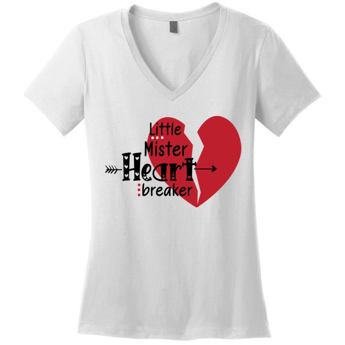 Little Mister Heartbreaker Valentine's Day Gift Women's V-Neck T-Shirt