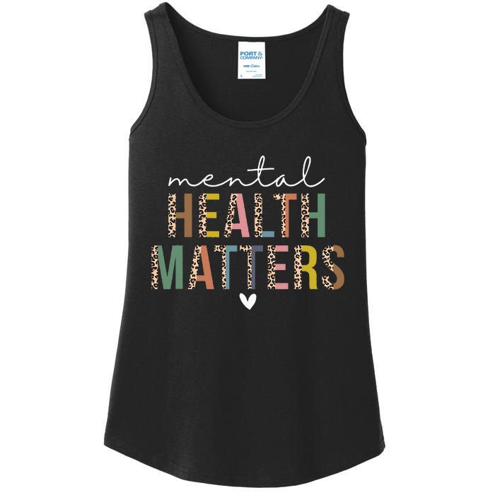 Leopard Mental Health Matters Human Brain Illness Awareness Ladies Essential Tank