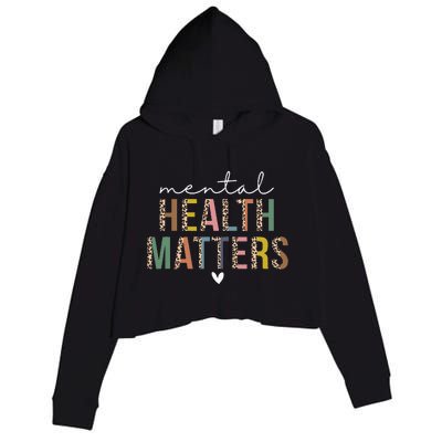 Leopard Mental Health Matters Human Brain Illness Awareness Crop Fleece Hoodie