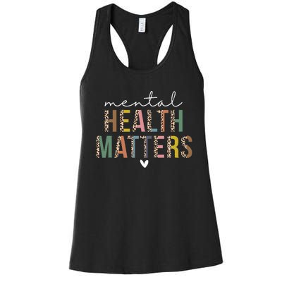 Leopard Mental Health Matters Human Brain Illness Awareness Women's Racerback Tank