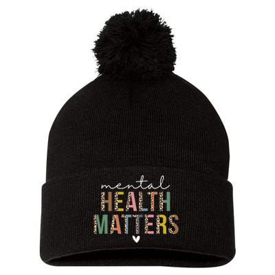 Leopard Mental Health Matters Human Brain Illness Awareness Pom Pom 12in Knit Beanie