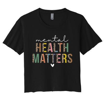 Leopard Mental Health Matters Human Brain Illness Awareness Women's Crop Top Tee