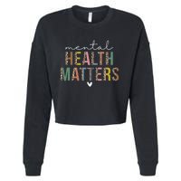 Leopard Mental Health Matters Human Brain Illness Awareness Cropped Pullover Crew