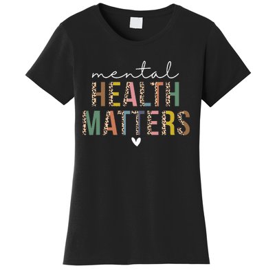 Leopard Mental Health Matters Human Brain Illness Awareness Women's T-Shirt