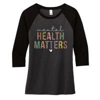 Leopard Mental Health Matters Human Brain Illness Awareness Women's Tri-Blend 3/4-Sleeve Raglan Shirt