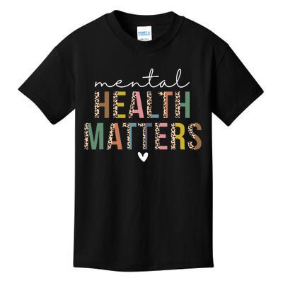 Leopard Mental Health Matters Human Brain Illness Awareness Kids T-Shirt