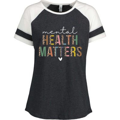 Leopard Mental Health Matters Human Brain Illness Awareness Enza Ladies Jersey Colorblock Tee