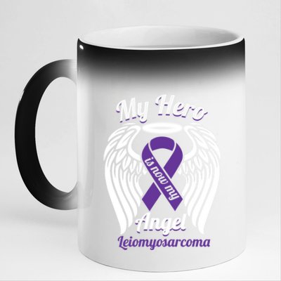 Leiomyosarcoma My Hero Is Now My Angel Wings Meaningful Gift Cute Gift 11oz Black Color Changing Mug