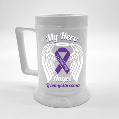 Leiomyosarcoma My Hero Is Now My Angel Wings Meaningful Gift Cute Gift Beer Stein