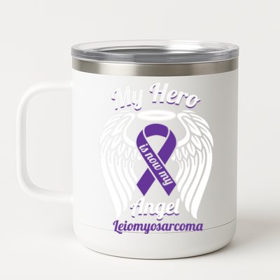 Leiomyosarcoma My Hero Is Now My Angel Wings Meaningful Gift Cute Gift 12 oz Stainless Steel Tumbler Cup