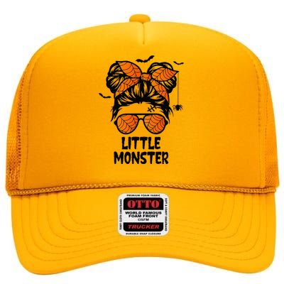 Little Monster Halloween Messy Bun High Crown Mesh Back Trucker Hat