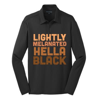 Lightly Melanated Hella Black Melanin African Pride Gift Silk Touch Performance Long Sleeve Polo