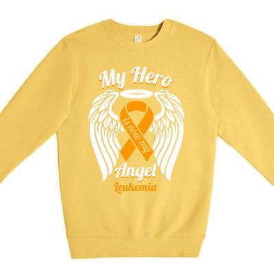 Leukemia My Hero Is Now My Angel Wings Great Gift Premium Crewneck Sweatshirt