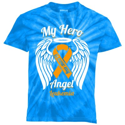 Leukemia My Hero Is Now My Angel Wings Great Gift Kids Tie-Dye T-Shirt