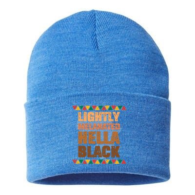 Lightly Melanated Hella Black Melanin Black History Month Gift Sustainable Knit Beanie