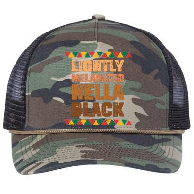 Lightly Melanated Hella Black Melanin Black History Month Gift Retro Rope Trucker Hat Cap