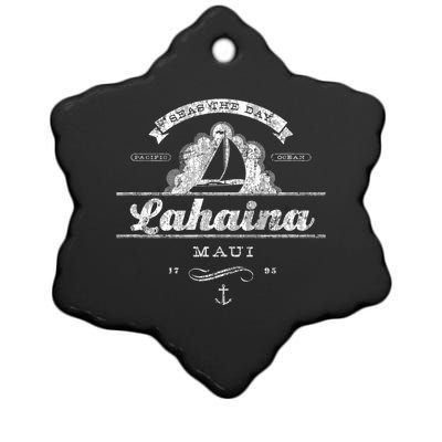 Lahaina Maui Hi Sailboat Cool Gift Vintage Nautical Tee Ceramic Star Ornament